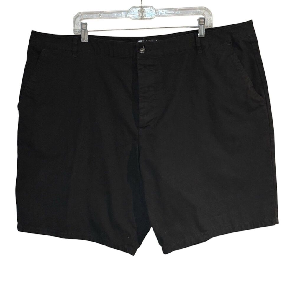 ASOS Design Men’s Black Chino Shorts Size W46 Casual Flat Front Cotton Blend